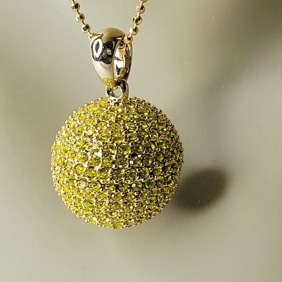 Yellow Glitter Ball Pendant Necklace - Picture 3 of 8